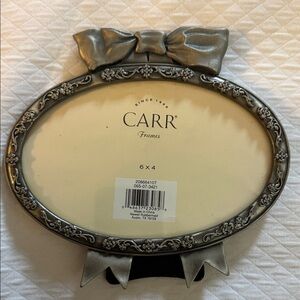 Carr Pewter 6”x4” Oval Picture Frame with Bow. New.